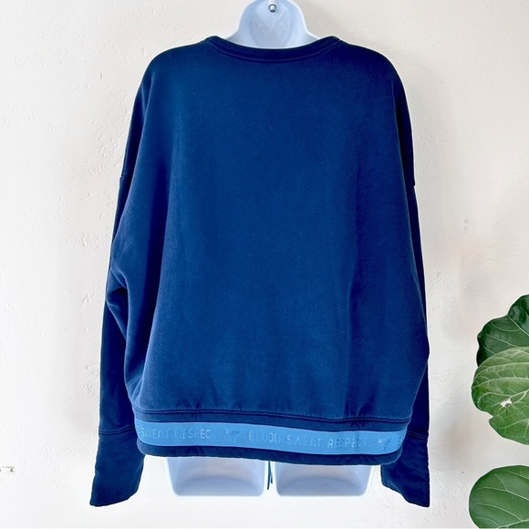 UNDER ARMOUR Project Rock Women Navy Crew Neck Fleece Crop Crewneck Size XL - Picture 7 of 11